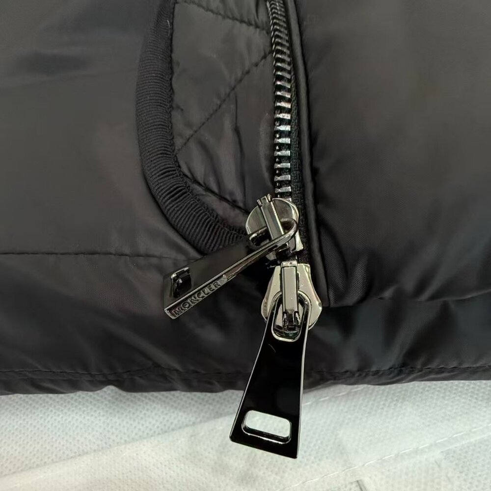 Moncler Short Puffer Jacket - Black, Cinched Waist & Removable Fur Hood - Picture 6 of 8